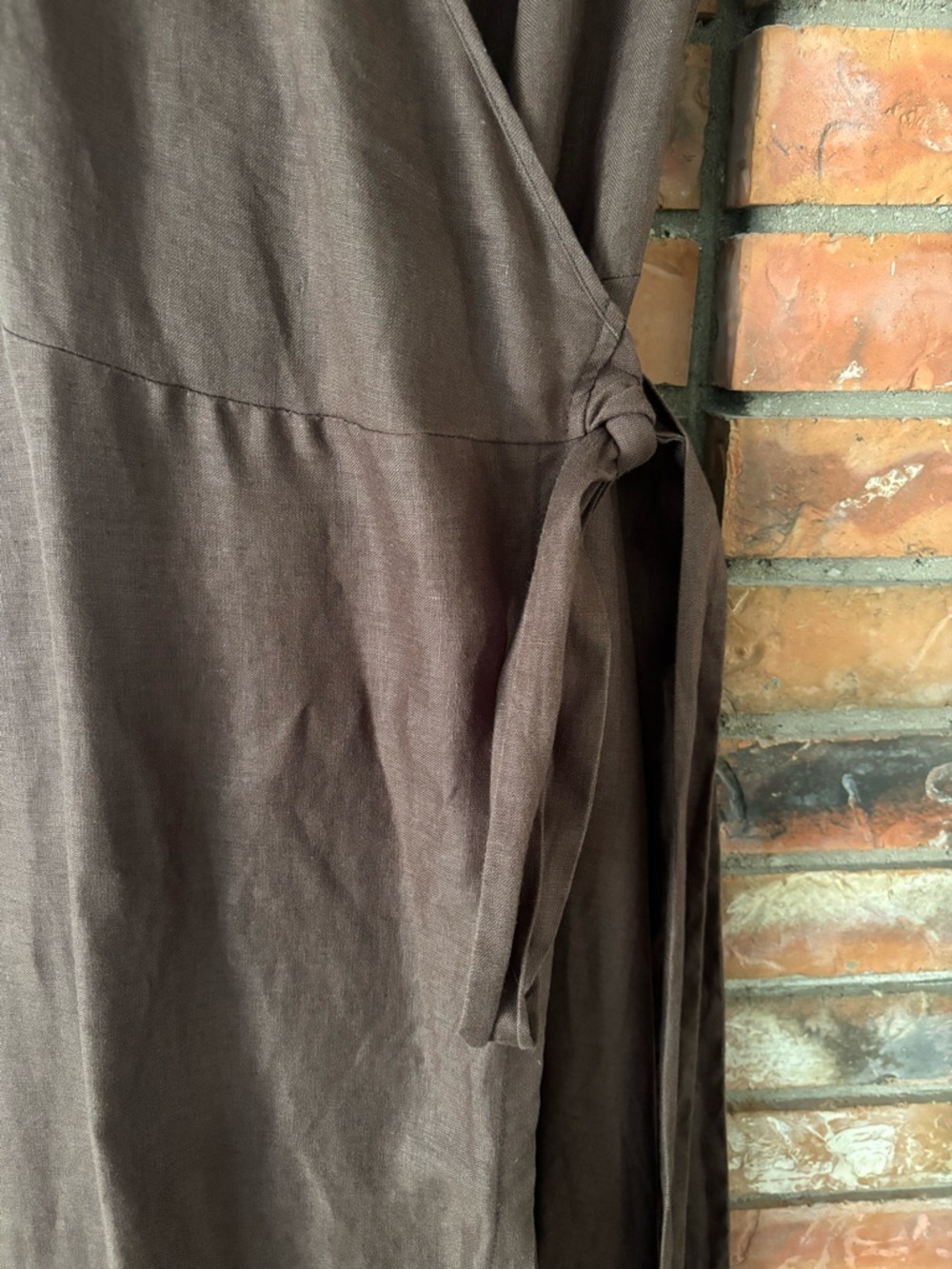 Linenfairytales : Linen Wrap Maxi Dress in Chocolate Brown Small - Picture 6 of 10